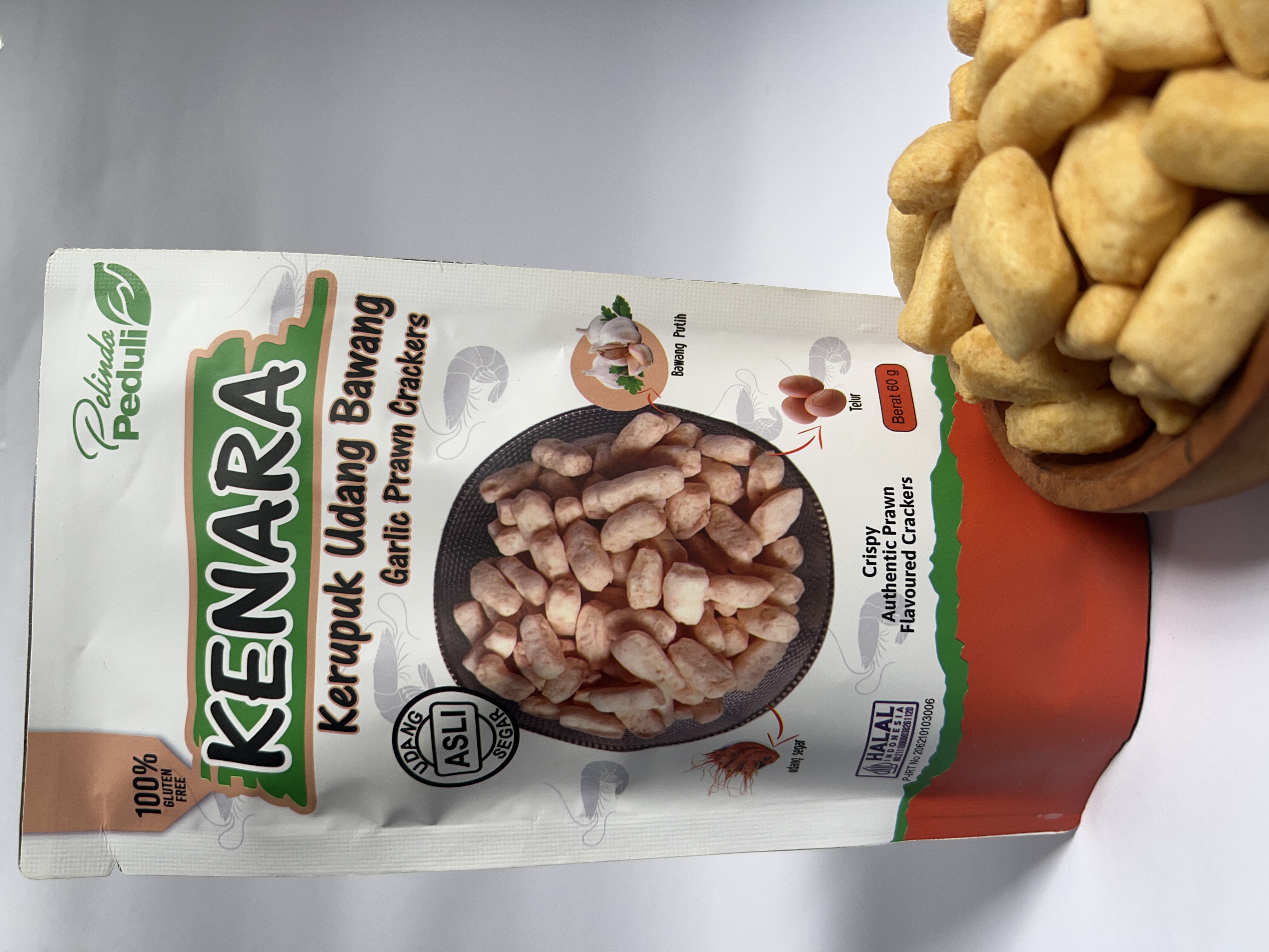 Kenara Garlic Prawn Crackers packaging